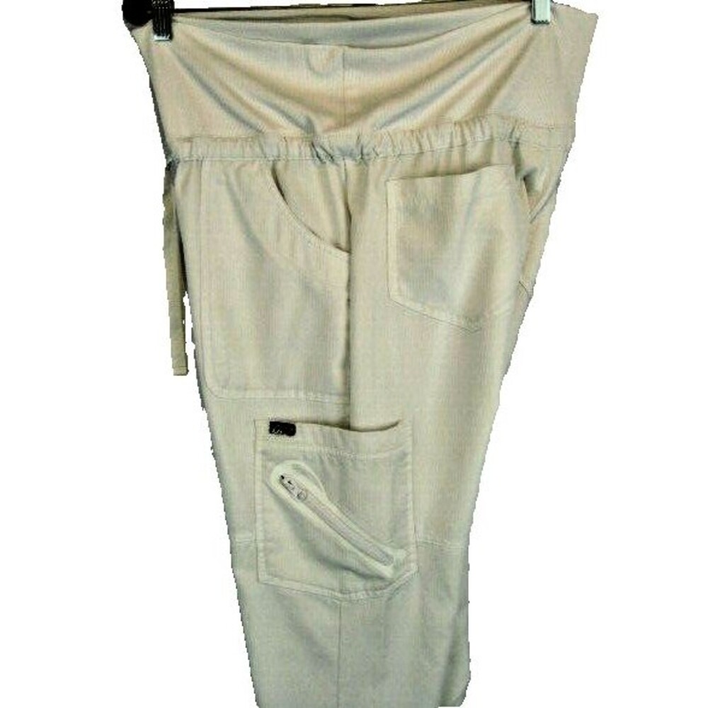Womens Koi Kathy Peterson White Scrub Medical Pants Maternity Top sz Med x 31